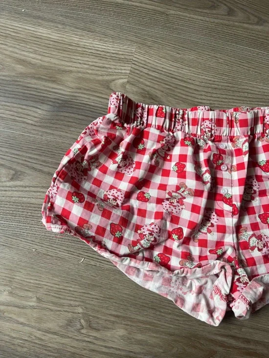 Strawberry Shortcake Gingham Pajama Shorts Sweet Character Lounge Wear Size L - Picture 4 of 15